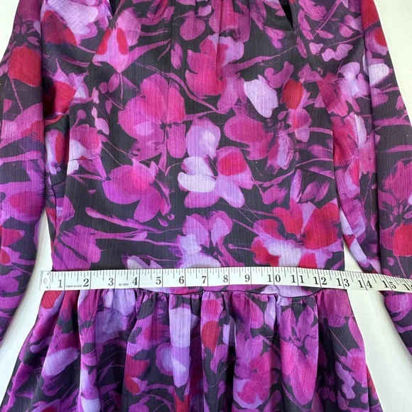Ted Baker London Purple Pink Ruffled Bishop Sleeve Mini Dress - Picture 14 of 16